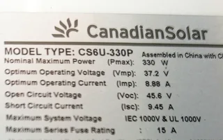 9 Solar Panels Canadian Solar 3kW R766 each