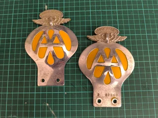 Vintage AA Badges. Numbered original Automobile Association steel badges.