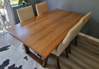 Custom-Made Solid Wood Dining Table and 4 Chairs – Excellent Condition