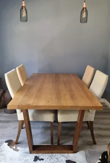 Custom-Made Solid Wood Dining Table and 4 Chairs – Excellent Condition