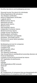 PERSONAL INCOME TAX RETURNS ACCOUNTING &amp; BOOKEEPING SERVICES