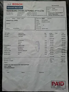 Mitsubishi Pajero 3.2 DID diesel pump