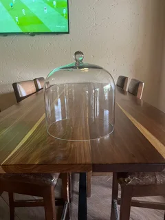 Glass Cake cover, Vase, and wheelie Bin