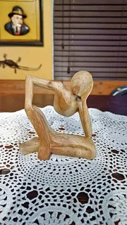 Wooden Abstract Sculpture "Thinking Man” Figurine