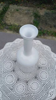 Holmegaard Otto Brauer Opal White Glass Gulvvase / Gul Vase. Mid Century Modern 1962