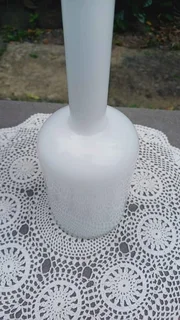 Holmegaard Otto Brauer Opal White Glass Gulvvase / Gul Vase. Mid Century Modern 1962