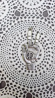Vintage peace sign hand symbol hippie pendant