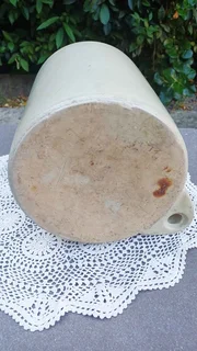 Stoneware flagon with handle. “Non-Alcoholic Ideal Brewed Beverages”. Lewis &amp; Coy