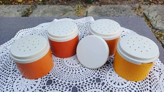 Vintage Tupperware: cruets, spice tower shaker set and 1960’s Tupper toys bubble bath elephant