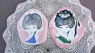 Pair of Italian 1960s wall plaques Ceramica Di Milano style