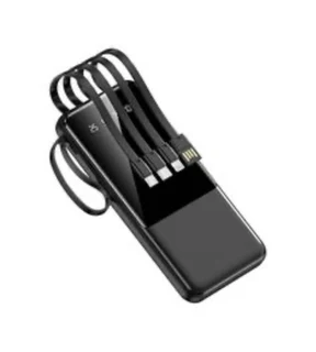 High Capacity 30000 mAh Power Bank 22.5w - 4 Outputs - with Built-in Cables