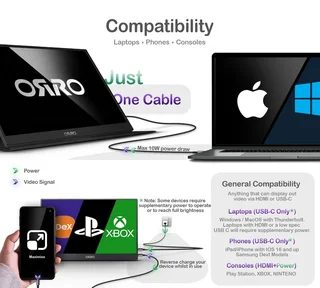 ORRO Home 15.6&#34; Full HD Portable Monitor - USB-C, HDR, Lightweight, FHD, 1080P