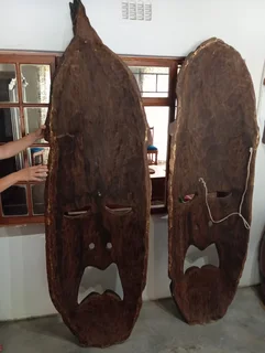 2 meter Solid Wood Hand Carved African Masks