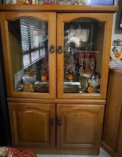 Solid Oak Divider and Display Cabinet