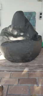 Black faux leather bean bag