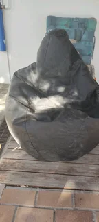 Black faux leather bean bag