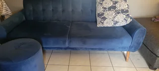 3 seater suede sofa and ottoman