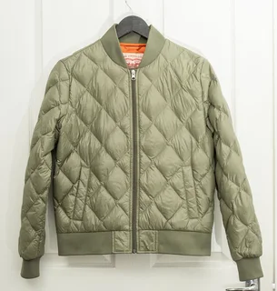 Ladies Small Goose Down Quilted Bomber Jacket