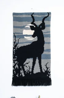 Vintage Kudu at Full Moon Tapestry