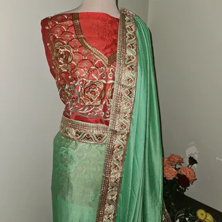 Brand New Royal Garden Handcrafted Exquisite Unstitched Sari