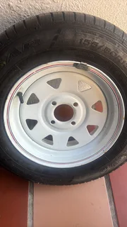 White Epoxy Coated 13” Trailer Rim And Tyre 4 x 100pcd