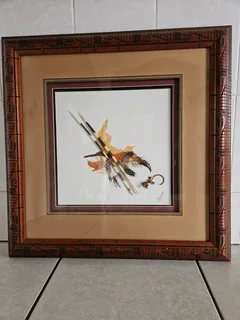 Very rare artwork using actual Pocurpine spines framed in heavy and decorated wood set in 3D