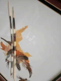 Very rare artwork using actual Pocurpine spines framed in heavy and decorated wood set in 3D