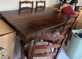 Antique six seater table and chairs