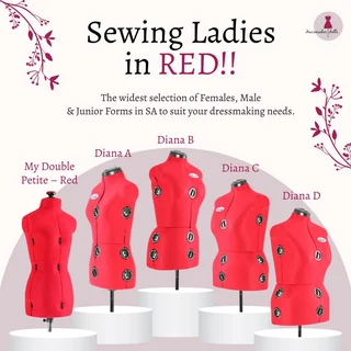 Dressmaker Doll / Sewing Mannequin / Tailors Dummy - Diana C - Red - Large Adjustable Mannequin