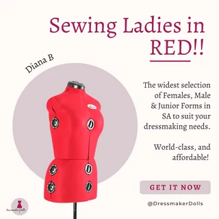 Dressmaker Doll / Sewing Mannequin / Tailors Dummy - Diana B - Red - Medium Adjustable Mannequin