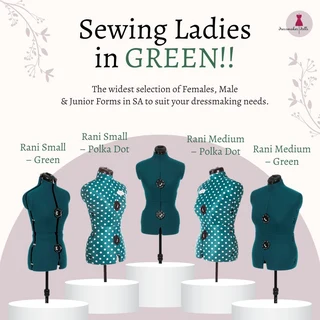 Sizes 34-40 Dressmaker Doll / Sewing Mannequin / Tailors Dummy - Rani - Green-Small Adjustable Doll