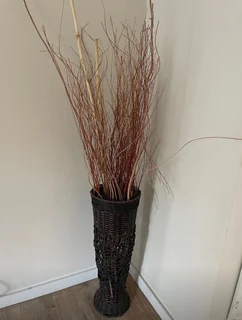 Tall vase basket decor with reeds