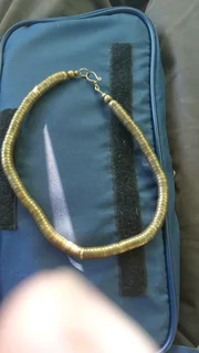 Vintage Ethnic Brass Tone Cup Bead Metal 17” Choker Necklace