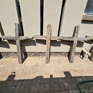 Crosses made of Sleeper Wood.