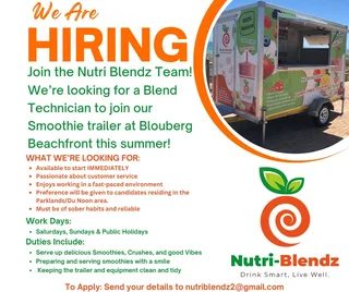 Now Hiring - Smoothie Trailer General Assistant