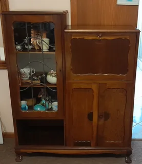 Imbuia Vintage Bar and Display Cabinet Ball &amp; Claw for sale