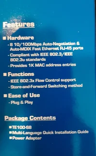 TRENDnet 8-Port 10/100Mbps Fast Ethernet Switch (Blue) for sale