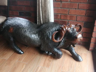 Large pair of Wooden Buffaloes