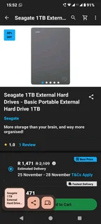 Seagate 1TB external hard drive