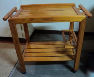 Tea Trolley Pine Wood Varnished