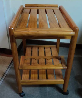 Tea Trolley Pine Wood Varnished