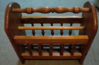 Magazine Rack Pine Wood Varnished