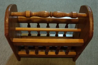 Magazine Rack Pine Wood Varnished
