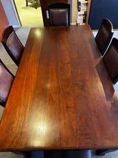 Black Walnut table with 9 leather chairs