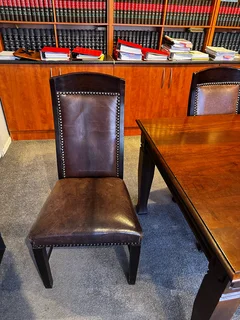 Black Walnut table with 9 leather chairs