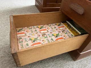 Desk Roll Top/Tambour with oak Filing Cabinet &amp; Oak Calendar  Holder - 1900's World War 1