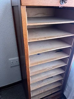 Desk Roll Top/Tambour with oak Filing Cabinet &amp; Oak Calendar  Holder - 1900's World War 1