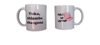 coffee mugs in 3 languages - job lot