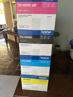 Selling a complete set of original Brother TN-469 colour toner cartridges, all 100% unused