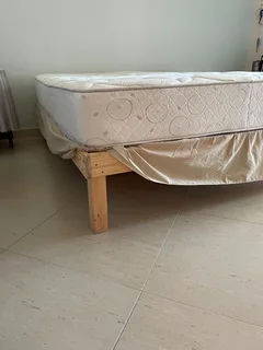 Pine bed base 2m x 2m plus mattress